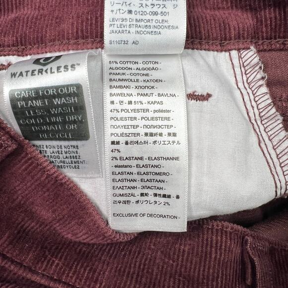 Levi’s High Waisted Corduroy Relaxed Tapered Mom Jeans Burgundy Brown Womens 25 - Picture 6 of 7